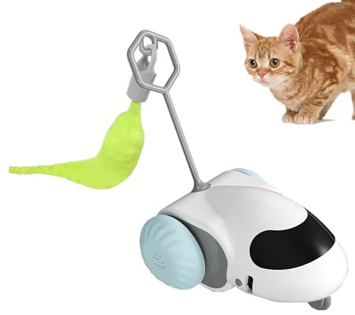 Coche Interactivo portátil para Gatos, Gato Inteligente para Mascotas, Juguetes móviles automáticos con Movimiento, Recargable por USB, Juguetes interactivos Inteligentes con Movimiento