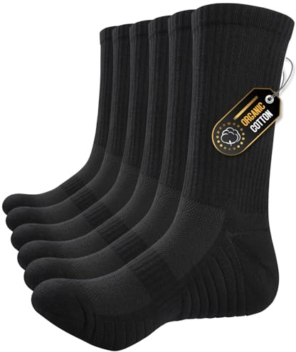 Alaplus Mens womens Socks 6 Pairs Wicking Breathable Cushion Comfortable Casual Crew Socks Outdoor Multipack Performance Hiking Trekking Walking Athletic Socks