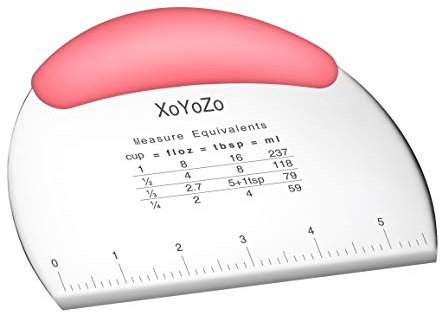1 pcs Dough Pastry Scraper Chopper/Stainless Steel Dough Scraper Cutter with Ergonomic Rubber Non-Slip Grip/Dough Scraper Cutter/Pro Pastry Pizza Cutter Chopper (Pink)