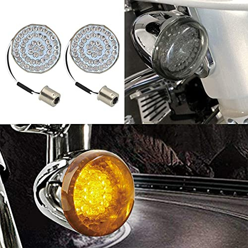 Baceyong LED-blinkers för motorcykel, 2 st främre och bakre blinkers plug-in, med röklins, kompatibel med Harley 2 st