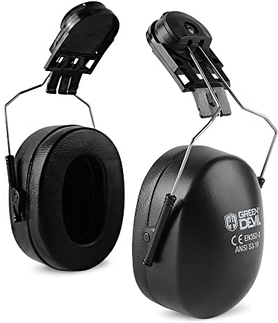 Hard Hat Mounted Ear Muffs Helmet Attachable Hearing Protection Safety Earmuff Professional Hard Hat Attachment Ear muff for Construction or Manufacturing NRR 27dB Noise Protection (3022HM black)