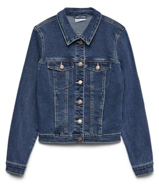 VERO MODA Women's Vmluna LS Slim DNM Jacket Mix Ga Noos, Medium Blue (Medium Blue Denim), M