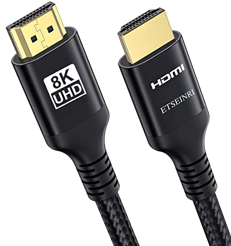 Etseinri 8K Câble HDMI 10M, 8K 4K 30Hz Câble HDMI Haute Vitesse avec eARC, HDR, HDR10, HDCP 2.3, Ethernet, D-olby Atmos Vision, Tressé pour Soundbar TV Moniteur Projecteur PS5 X-box