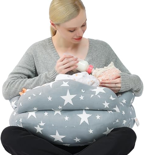 Chilling Home Almohada Embarazada XXL,Cojin Lactancia Bebe para Dormir, Almohada de Embarazo con Almohada Interior y Funda de Algodón Almohada de Embarazo