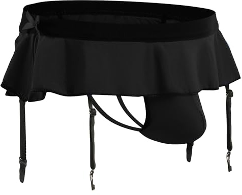 QiaTi Sissy Pouch trosor för män crossdresser herrunderkläder kjol G-string stringtrosor med strumpband