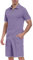 JINSHI Tuta da Ginnastica Uomo Estiva Completo Corto Tuta Sportiva Manica Corta Polo con Zip e Pantaloncini con Tasche Viola Chiaro XL