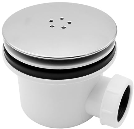 Iceten 90mm Shower Enclosure Tray Waste Trap - 1.5 Side Outlet Shower Drain, Chrome Shower Drain Cover, Shower Hair Catchers, High Flow Shower Waste Trap