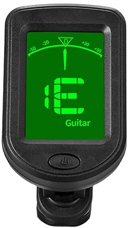 JUCHRZEY Pantalla LCD Afinador de Guitarra Botón de 3V Batería Bajo Violín Ukelele Afinador Clip en Afinador de Guitarra para Guitarra/Bajo/Violín/Ukelele Modos de Afinación Cromática