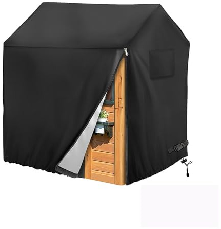 NEWFUN Fundas para Casa de Madera Para Niños, Fundas para Casitas Infantiles, Tejido Oxford 420D, Impermeable, Protección UV, Con Cordón y Cremallera (145*145*160cm, Negro)