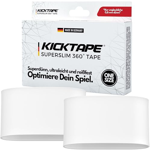 KICKTAPE Support de protège-tibias super fin - Résistant à la déchirure en silicone doux pour protège-tibias football homme, femme et enfant - Antidérapant et lavable - Football - Blanc