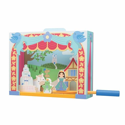 Orange Tree Toys Wooden Tabletop Theatre Set, Fairytale Stage with Characters, Interactive Puppet Show Theatre with Storage Drawer
