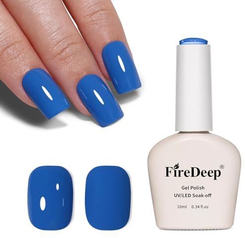 Firedeep 10ml Hema Free Blue Gel Polish Indigo Blue Color Gel Nail Polish Soak Off UV LED Cured Manicure Gift for Art DIY and Salon