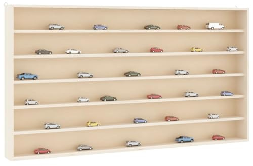 HaoChrymec Vetrina da Collezione Sospesa, Scaffale a Parete con 6 Ripiani in Compensato, Design Sottile per Oggetti Decorativi, Libri o Vinili, 80 x 8.5 x 55 cm