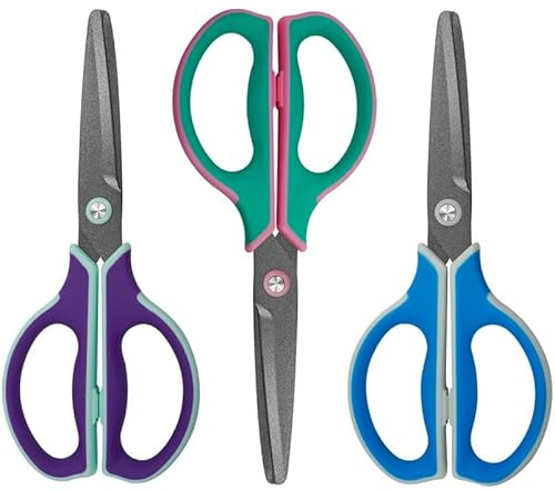 CCR Forbici Multiuso, Lame Antiaderenti Rivestite In Fluoro, Impugnature Ergonomiche E Confortevoli, Forbici Dritte Per Ufficio, Casa E Scuola, 7 Inch,3 Pack