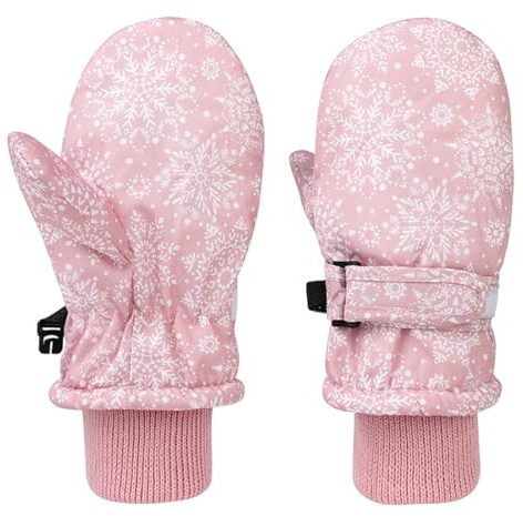 YUPZAR 1 Paire de Hiver Moufle Enfant - Gants de Ski en Polaire Thermique,Pour le Sport et les Activités de Plein Air,Cadeaux pour Filles, Taille L (Rose)