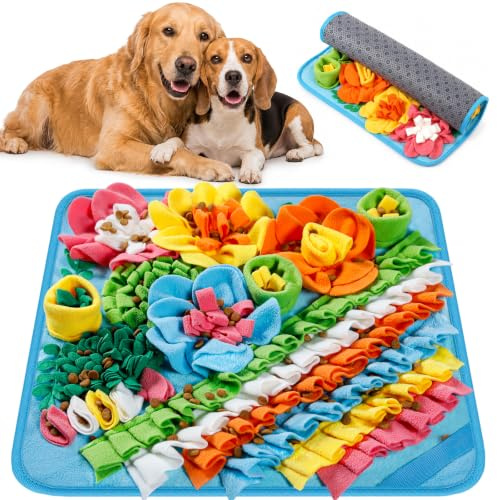 Gimars Tapis de Fouille Chien Tapis Fouille Chien Interactif Jouet Interactif pour Stimulation Mentale Anti-ennui Entraînement Olfactif Tissu Polaire Antidérapant 50×50cm pour Chiens de Toutes Tailles