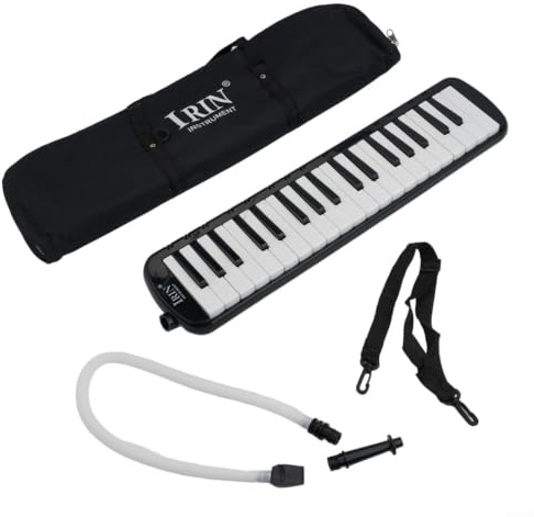Melodica 37 llaves, portátil con bolsa y boquillas, para estudiantes principiantes (negro)
