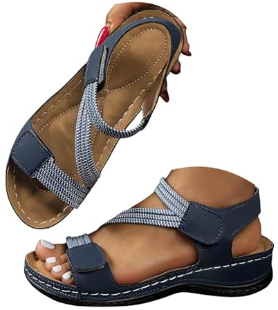 Orthopedic Sandals for Women, Summer Arch Support Sport Outdoor Wide Fit Open Toe Slides, Adjustable Strap Ladies Sandals Beach Hiking Soft Shoes