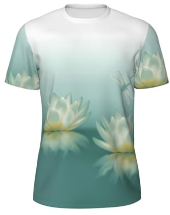 Pidgazdfgv Trollslända med vattenlilja herr kortärmad mesh t-shirt herr träning löpning skjortor torr absorberande