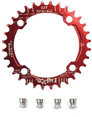 UPANBIKE Bike Schmal Breit Kettenblatt 104 BCD Runde Form Single Kettenblätter 32T(Rot)