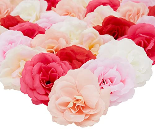 Juvale Silk Artificial Flowers for Decoration 60-Pack - Mini 3 in Heads, 6 Colors - Reusable Artificial Roses & Foam Flowers for Crafts & Wedding Decor