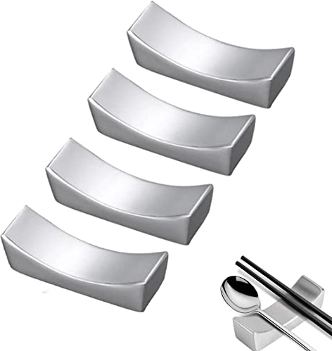 Generic Essstäbchenablage, 4Pcs Edelstahl, Stäbchen Rest, Essstäbchen Halter für Restaurant Hotel Geschirr Küchenbedarf, Eine Lange Zeit Verwendet Werden(Silber), 18/8, Beige
