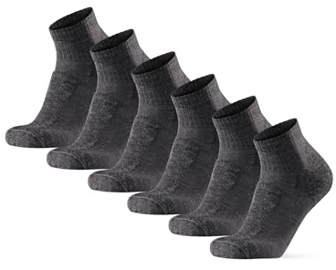 DANISH ENDURANCE Calcetines de Senderismo Tobilleros Unisex, 3 Pack, Gris, 43-47