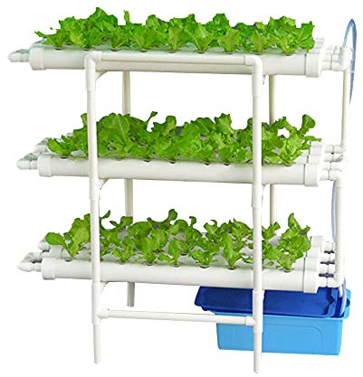 DiLiBee 3 Etagen Hydroponic Grow Kit, PVC Hydroponische Anzuchtsysteme, Garten Wachsen Satz, Soilless-Kultivierung Gemüsepflanze Wachsen Kit (12-Rohr/ 108 Löchern)