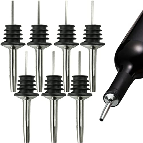 SZCXDKJ Distributore di bottiglie per bottiglie in acciaio inox, 7 pezzi, per liquori e liquori, per bottiglie di sciroppo di olio d'oliva con tappo in gomma