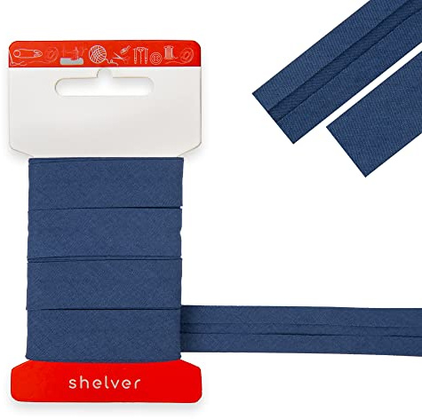 Bias Binding Tape for Sewing, Bias Tape, Bunting Tape, 20mm Single Fold, 100% Cotton, 30 Colours (Navy Blue)