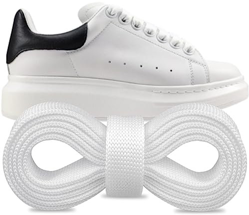 Endoto Schnürsenkel für Alexander McQueen Oversized Sneaker Schuhe, Ersatz Flache Breite Laces Schuhbänder Shoelaces (Weiß, Größe: 50 Zoll)