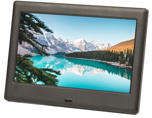 EMtronics 7 Inch Digital Photo Frame with Remote and Adjustable Brightness for Digital Pictures, Video, Music and Calendar, Supports USB and Mini USB, SD Card and Headphone Socket