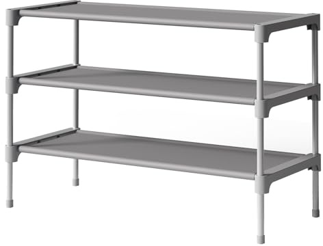 Kitsure Premium Non-Woven Shoe Rack Shelf, 63 x 30 x 39 cm, Grey | Shoe Organizer for Closet, Entryway, Garage & Corridor, Sturdy & Durable Long Stackable Shoe Shelves,