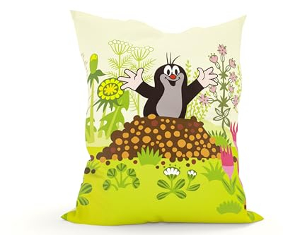 Green Bean Kinder Sitzsack Der kleine Maulwurf 100x135cm mit 270 Liter hochwertiger EPS Perlen Füllung und waschbarem Motiv Wechsel-Bezug aus 100% Baumwoll - Riesensitzsack Bean Bag Sitzkissen