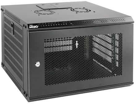 Tecmojo 6U 450mm Depth Wall Mount Server Cabinet IT Network Rack Enclosure Lockable Door and Side Panels Black, Locable Mesh Door, for 19” IT Equipment, A/V Devices, Flat Package