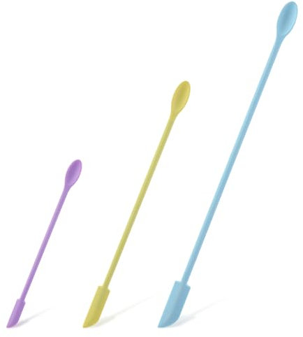 ZEYIYER 3PCS Makeup Spatula, Silicone Mini Spatulas, Small Skinny Spatula Tiny Spoon Set, Reusable Bottle Scraper for Jar Honey Butter Liquid Foundation Lotion Cream Nail Polish