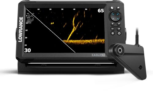 Lowrance Eagle Eye 9 Live Sonar FishFinder/Chartplotter with Transom-Mount Transducer and Preloaded C-MAP Inland Charts, 9-inch IPS Screen, Black, 000-16129-001