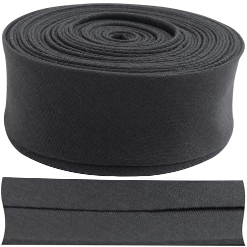 AERZETIX - C77468 - Cinta al sesgo plegada de coser 4.5 metros x 25mm - en 20% algodón y 80% poliéster - color gris oscuro