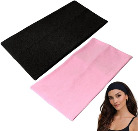 WESTEND CHOICE Extra Wide Headbands 11cm Plain Stretchy Kylie Head Band 2 Pack Unisex Bandeau Headbands for Women & Men Soft Hairbands Yoga Bandana Headband (Mixed set 3)