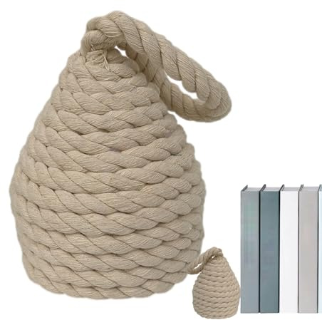 Cotton Knot Doorstop - Rustic Rope Block, Heavy Door Jam | Decorative Heavy Handle Jam Blocker, Rustic Farmhouse Bedroom Window Wedge for Entryway officee Living Room Bookshelf Apartment Studio
