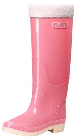 Generico Stivaletti Pioggia Donna Comode Eleganti Stivali Antipioggia Con Fodera Calda Invernali Leggere Stivaletti Gomma Alti Imbottiti In Pvc Scarpe Pioggia Trekking Moda Tronchetti da Giardino