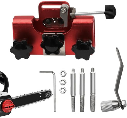 Strumento per affilare motoseghe – Manovella di precisione portatile, affilatrice manuale per motoseghe, set di stencil, per intagliare legno, silvicoltura, lavorazione del legno, all'aperto, garage