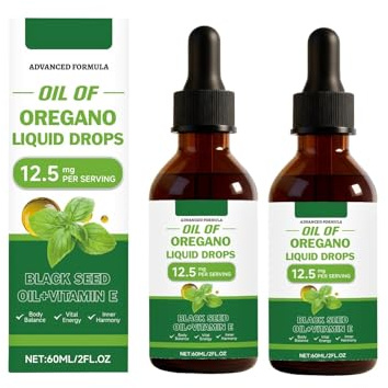 Oil Of Oregano Drops - Oregano med Black Seed Oil│Immunstöd │Lätt att använda│2 Fl Oz,2pcs