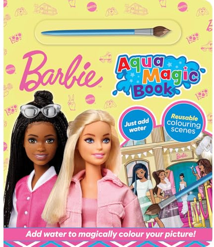 Barbie Aqua Magic Book – Reusable Water Colouring for Kids – 8 Pages of Mess-Free Painting – Includes Paintbrush – Creative Fun for Ages 3+