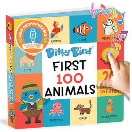 Ditty Bird Libri Parlanti 100 Animali: Libri in Cartone Interattivi con Belle Immagini e Suoni per Bambini da 1 a 3 anni. Apprendimento del Vocabolario e del Linguaggio. Libri Sonori Resistenti.