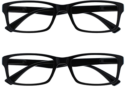 OPULIZE The Reading Glasses CompanyDie Lesebrille Unternehmen Schwarz Leser Wert 2er-Pack Designer Stil Herren Frauen RR92-1 +1,00