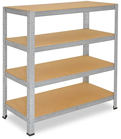 shelfplaza® 100x90x30cm HOME Schwerlastregal verzinkt/Metallregal mit 4 Böden/Kellerregal Metall, Garagenregal, Werkstattregal oder Regal Lagerregal/Steckregal Metall mit 175kg Tragkraft