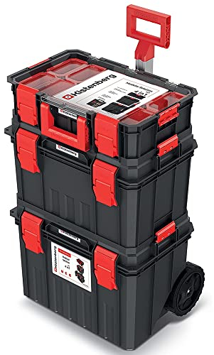 Kistenberg Werkzeugtrolley Werkzeugkoffer Werkzeugkiste Rollende Werkstatt (Werkzeugwagen inklusive Trennstegen, Werkzeughalter, Sortimentskasten mit Boxen, Modular Solution, 530 x 355 x 825 mm)