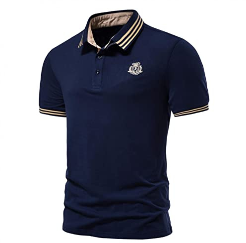 LAOSU Polo de manga corta para hombre, camisa estampada de moda, cuello con botones, camiseta suelta casual con solapa, jersey de trabajo, tops sencillos clásicos hermosos, comodidad elástica, tops