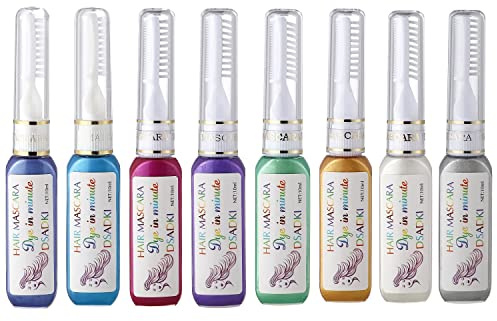 DSADKI Temporary Hair Color Mascara Washable Hair Dye Stick Non-toxic Instant Hair Chalk Dye for Girls Women (8PCS MULTI)